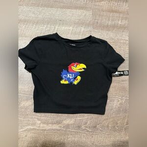 wild fable Black KU Jayhawk Crewneck Crop Top. Size small